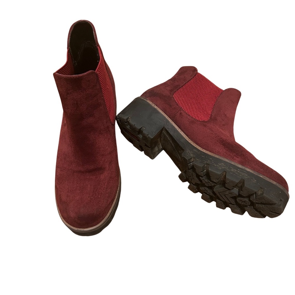 Rieker Suede bootie lugg sole Amalia maroon red outdoor fall Gorpcore sz10